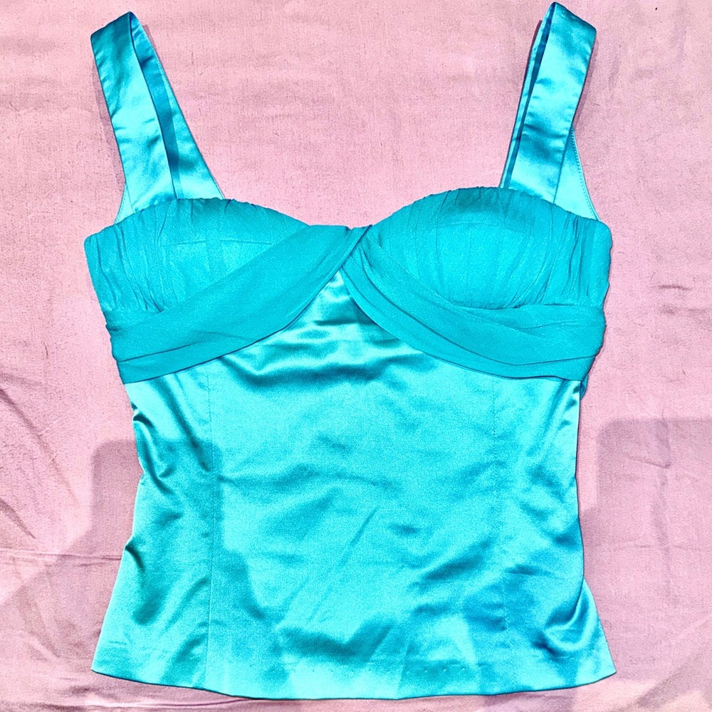 Vintage Versace Turquoise Bustier Top